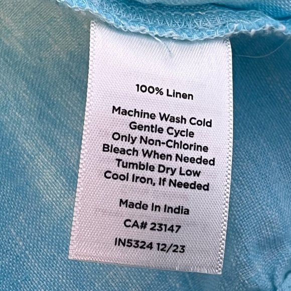 Talbots 100% Linen Beachy Coastal Aqua Sz 2X Button-Down Front Top - Picture 9 of 11